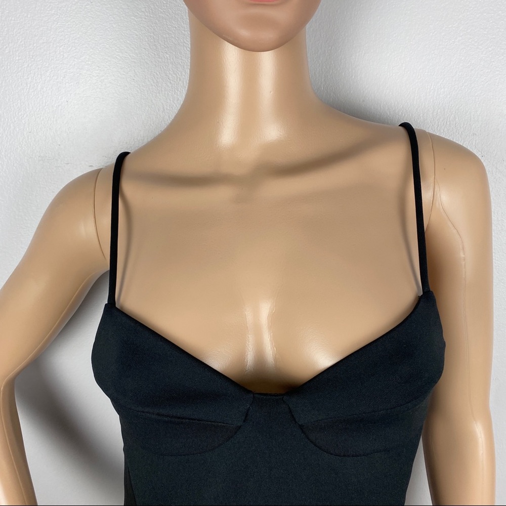 NEW TOPSHOP BLACK PONTE MESH BODYSUIT - Picture 4 of 10